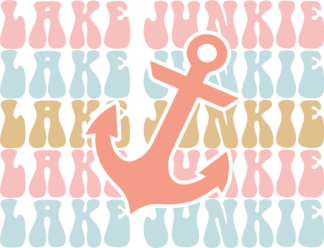 Lake junkie, echo stacked text, anchor free svg file for members, summer vacay hoodie design
