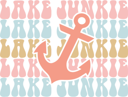 Lake junkie, echo stacked text, anchor free svg file for members, summer vacay hoodie design