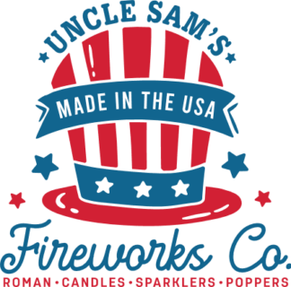 Uncle sam's, Fireworks Co, Roman, candles, sparklers, poppers, made in the USA free svg file for members, 4th of July sign
