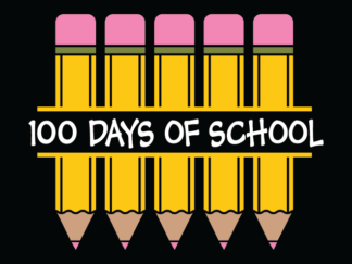 100 days of school, pencils split text free svg file for members, teacher tshirt design