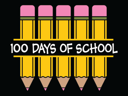 100 days of school, pencils split text free svg file for members, teacher tshirt design