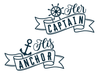 Her captain, his anchor free svg file for members, funny honeymoon cruising sweatshirt design for couple