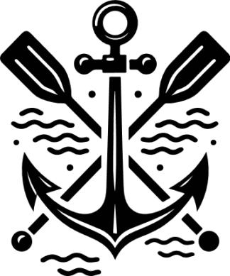 Anchor and crossed paddles silhouette free svg file for members, cruising svg, decorative element