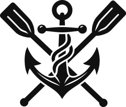 Anchor, rope and crossed paddles silhouette free svg file for members, cruising svg, decorative element