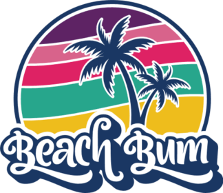 Beach bum free svg file for members, sunset and palm trees, summer vacay svg design for t-shirt