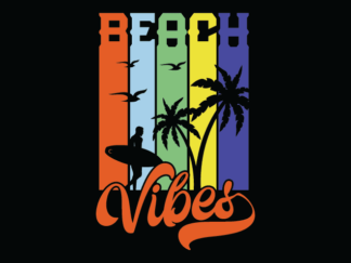 Beach vibes free svg file for members, retro summer vacay t-shirt design
