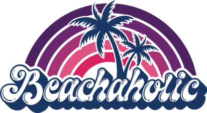 Beachaholic sign, rainbow and palm trees free svg file for members, summer vacay sweatshirt design