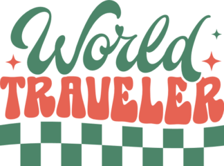 World traveler free svg file for members, checkered design, traveling sweatshirt design