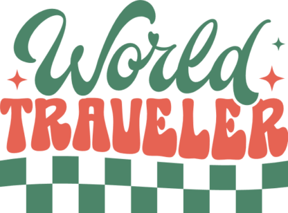 World traveler free svg file for members, checkered design, traveling sweatshirt design