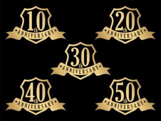 10th, 20th, 30th, 40th, 50th anniversary free svg file for members, Badge with ribbon
