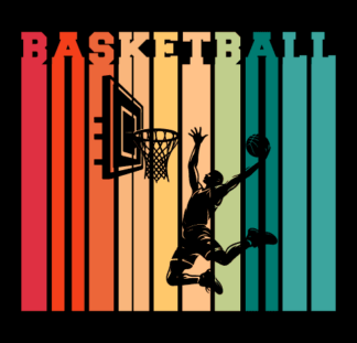 Basketball sign, player throwing basketball in hoop free svg file for members, retro tshirt design