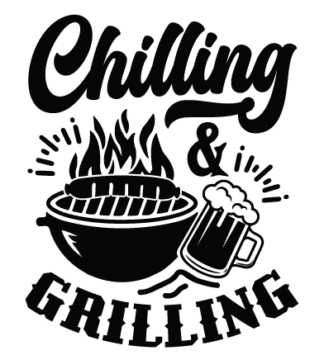 Chilling and grilling free svg file for members, BBQ apron design, sticker