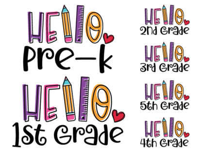 Hello pre-k, hello 1st grade, svg bundle free svg file for members, svg design for tshirt