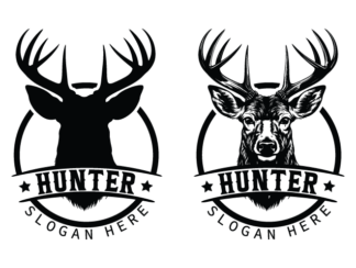Hunter sign and deer head in a circle free svg file for members, hunting t-shirt logo design