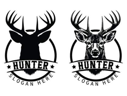 Hunter sign and deer head in a circle free svg file for members, hunting t-shirt logo design