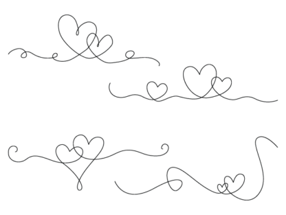 Swirly hearts and lines free svg file for members, wedding decorative element, svg bundle
