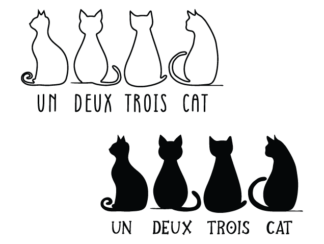 Un deux trois cat free svg file for members, t shirt design for cats lover