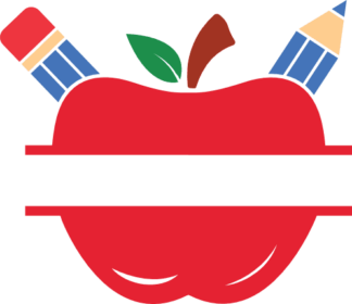 Apple, pencil split text frame free svg file for members, customized gift for teacher