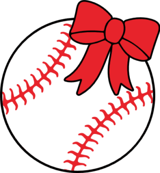 Baseball ball with bow free svg file for members, baseball sticker, clipart image