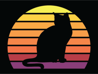 Cat retro sunset tshirt design - free svg file for members, gift for pet lover