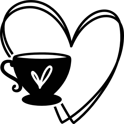 Doodle double heart and Coffee cup free svg file for members, clipart image, sweatshirt design