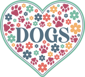 Dogs, heart filled with paws and flowers free svg file for members, dog love