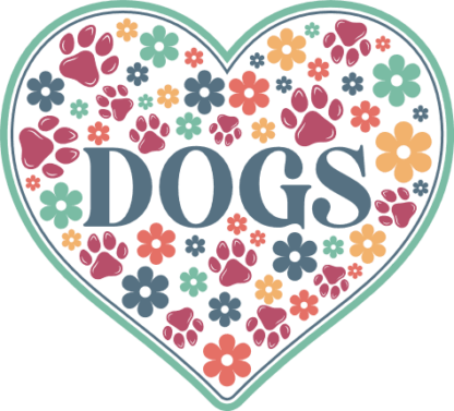 Dogs, heart filled with paws and flowers free svg file for members, dog love
