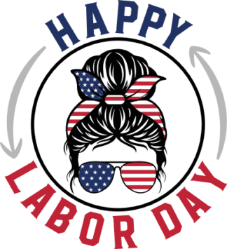 Happy labor day free svg file for members, American girl with messy bun, USA Labor day svg design for t-shirt