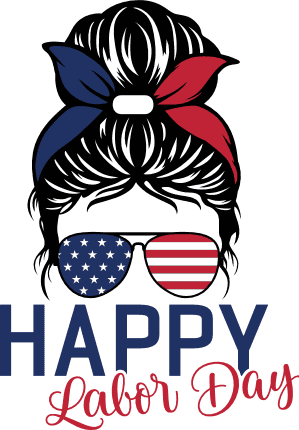 Happy labor day, American girl head with messy bun and sunglasses free svg file for members