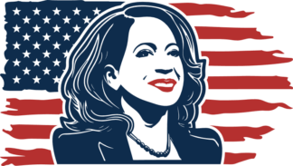 Kamala Harris and distressed USA Flag free svg file for members, election 2024