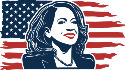 Kamala Harris and distressed USA Flag free svg file for members, election 2024