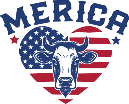 Merica sign, Cow head and USA flag heart free svg file for members, patriotic farmhouse decor