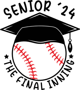 Senior 24, the final inning, baseball ball with graduation hat free svg file for members, funny tshirt design