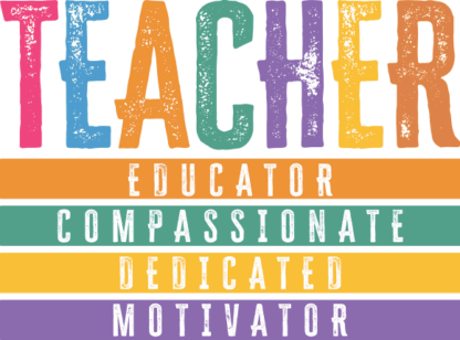 Teacher, educator, compassionate, dedicated, motivator free svg file for members, gift for teacher