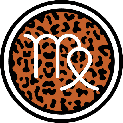 Virgo sign in a leopard print circle free svg file for members, zodiac svg design for t-shirt
