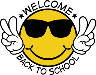 Welcome back to school, emoji with sunglasses and peace sign free svg file for members, decor, sticker