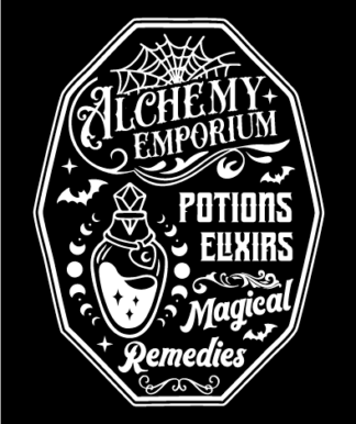 Alchemy emporium, potions elixirs magical remedies free svg file for members, Halloween decor