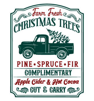 Farm fresh Christmas trees, pine, spruce, fir, cut and carry free svg file for members, Christmas wall decor