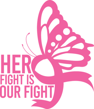Her fight is our fight, pink ribbon and butterfly free svg file for members, breast cancer awareness