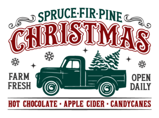 Christmas Spruce, fir pine, hot chocolate, apple cider candycanes free svg file for members, Christmas decor