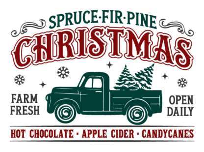 Christmas Spruce, fir pine, hot chocolate, apple cider candycanes free svg file for members, Christmas decor