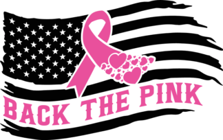 Back the pink, pink ribbon and distressed USA flag free svg file for members, breast cancer awareness