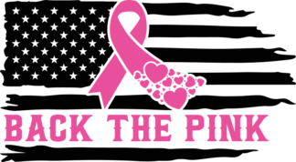 Back the pink, USA flag and pink ribbon free svg file for members, breast cancer awareness svg for sweatshirt