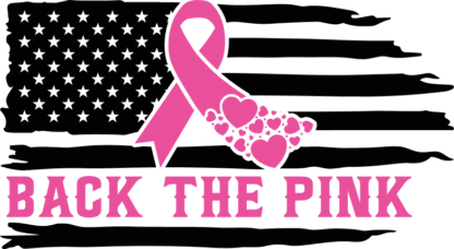 Back the pink, USA flag and pink ribbon free svg file for members, breast cancer awareness svg for sweatshirt