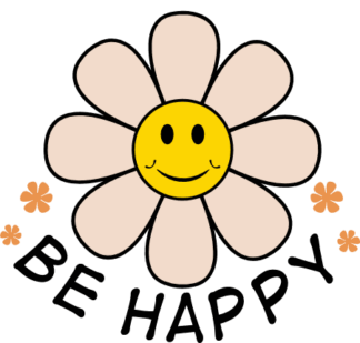 Be happy, emoji daisy flower free svg file for members, positive quote, t-shirt design