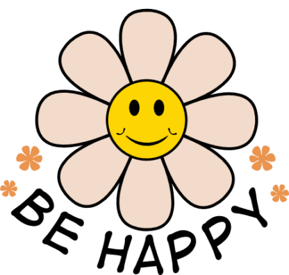 Be happy, emoji daisy flower free svg file for members, positive quote, t-shirt design