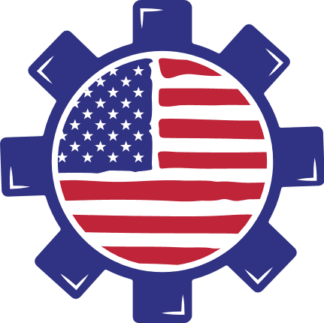 USA flag gear wheel clipart image free svg file for members, labor day svg, decor, sticker