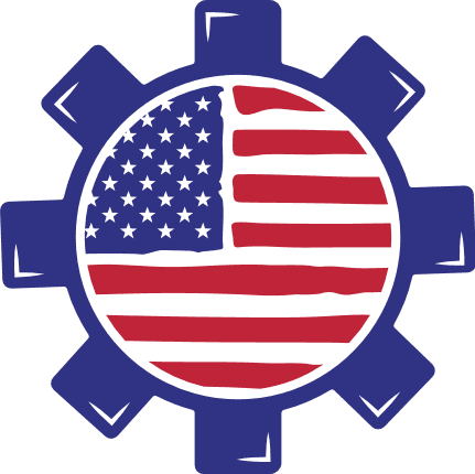 USA flag gear wheel clipart image free svg file for members, labor day svg, decor, sticker
