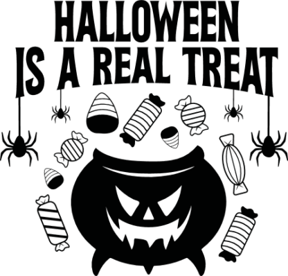 Halloween is a real treat, Cauldron and candies free svg file, Halloween treat box svg