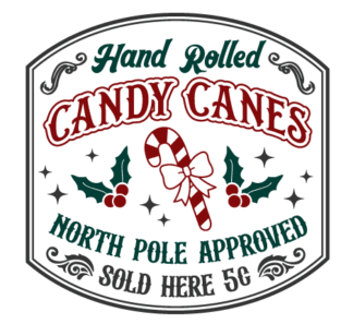 Hand rolled candy canes north pole approved free svg file for members, Christmas sign